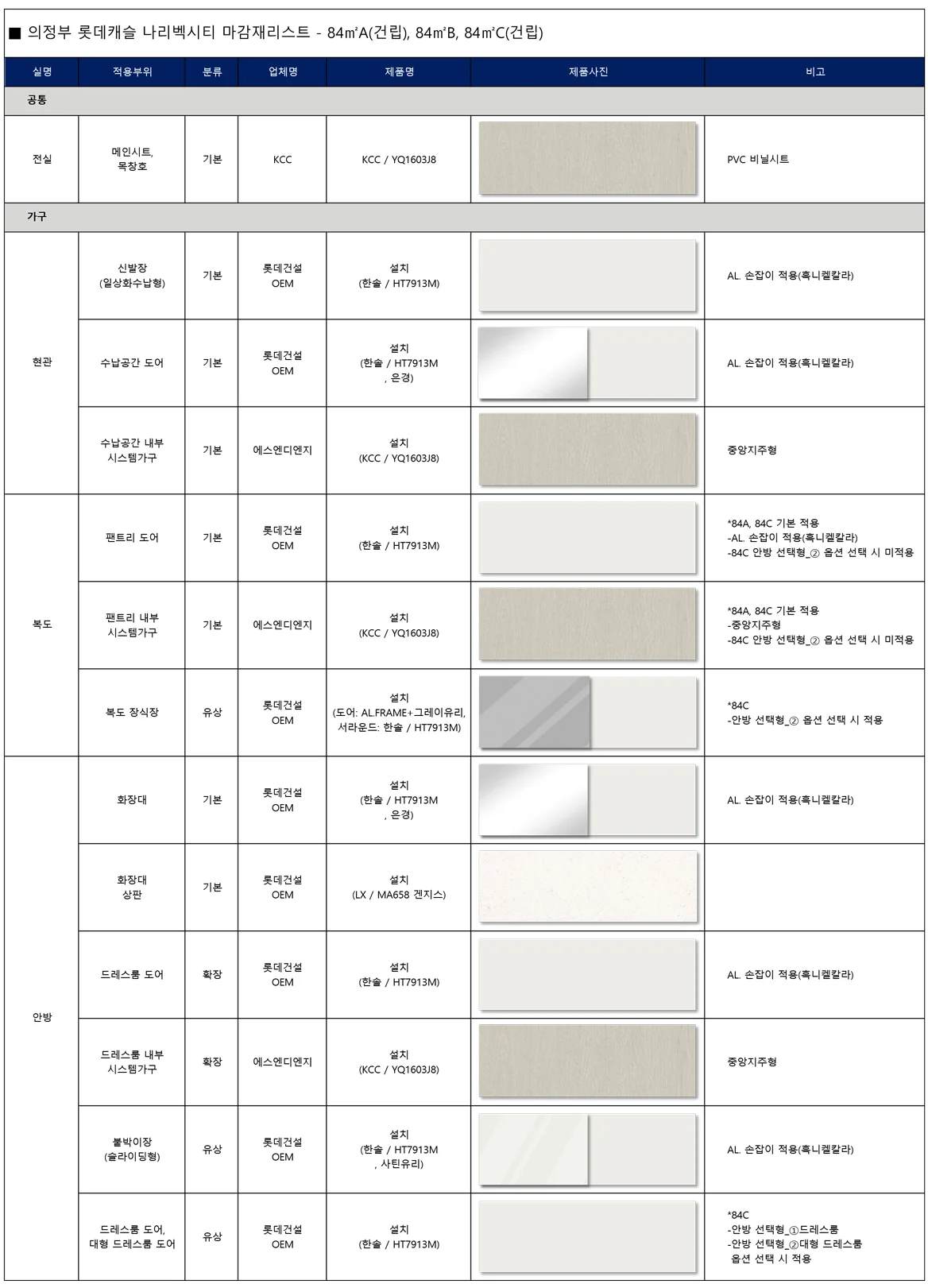 마감재리스트 1-1